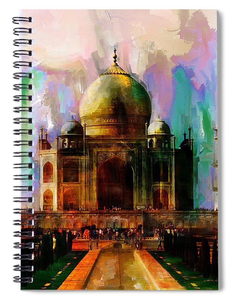 Art Spiral Notebook featuring the painting Taj Mehal 009 by Gull G