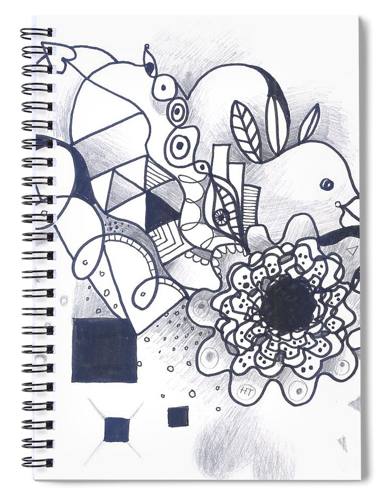 Abstract Spiral Notebook featuring the drawing Take A Chance by Helena Tiainen