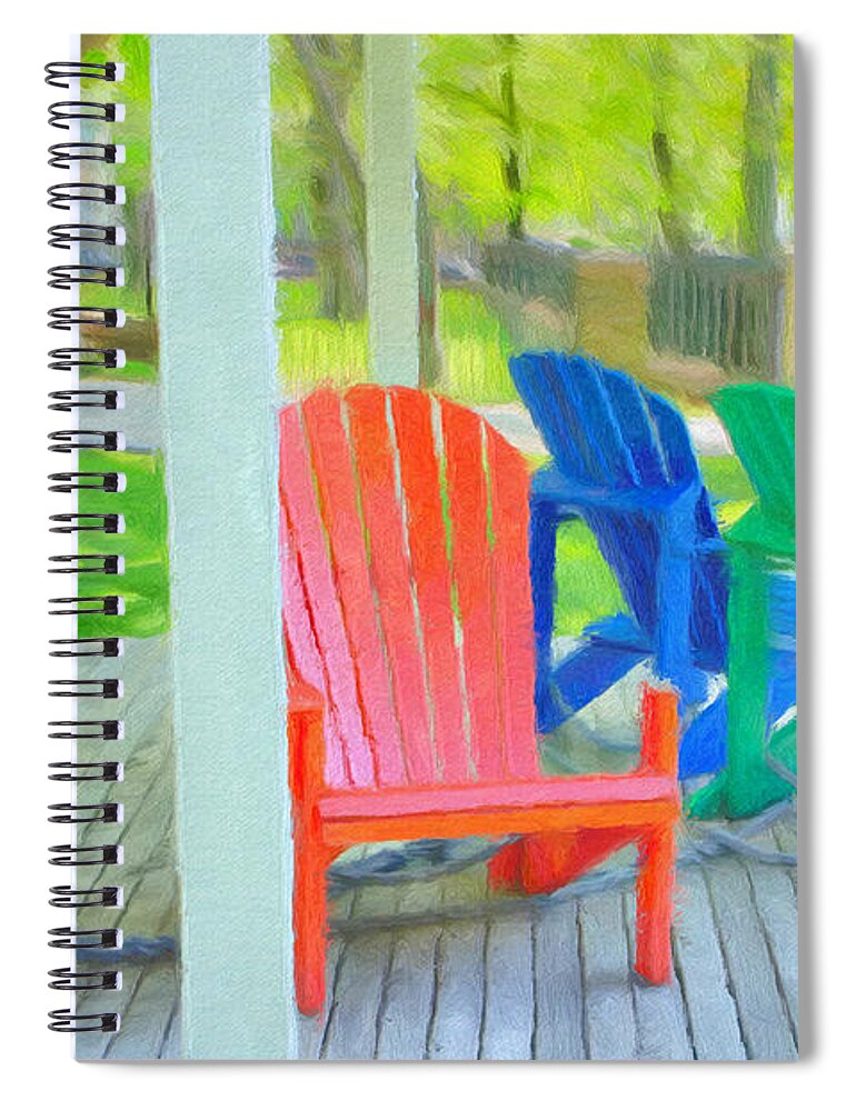 Halifax Spiral Notebook featuring the painting Take a Seat but Don't Take a Chair by Jeffrey Kolker