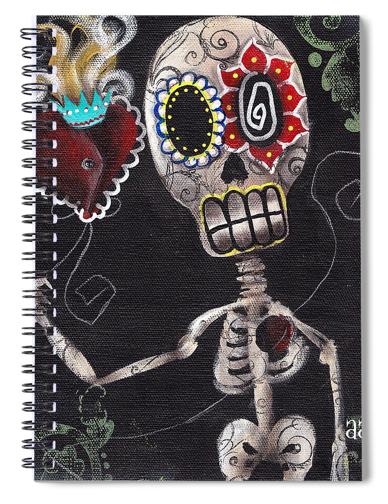 Day Of The Dead Spiral Notebook featuring the painting Take my Heart by Abril Andrade