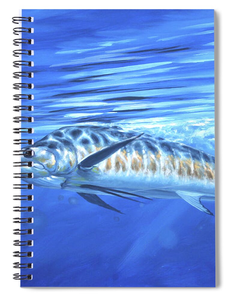 Blue Marlin Paintings Spiral Notebook featuring the painting Taking Line by Guy Crittenden