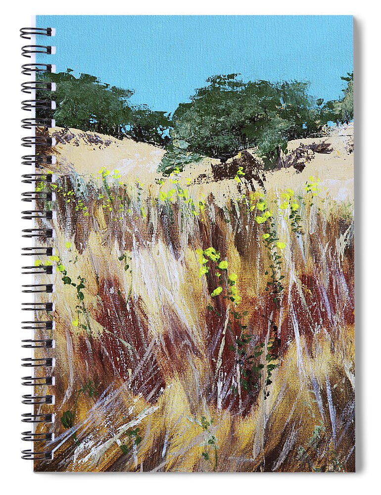 Grass Spiral Notebook featuring the painting Tall Grass. Late Summer by Masha Batkova