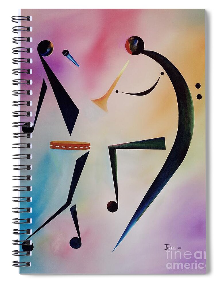Trumpet Spiral Notebook featuring the painting Tambourine Jam by Ikahl Beckford