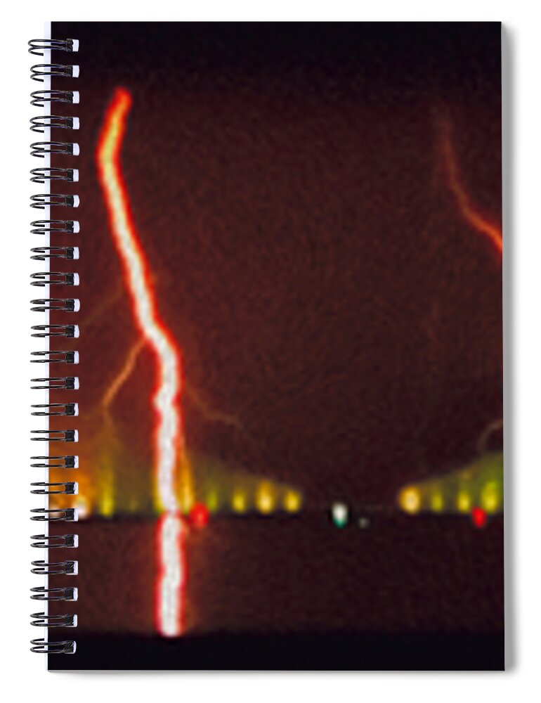 Panorama Spiral Notebook featuring the photograph Tampa Bay Lightning over the Skyway Bridge by Rolf Bertram