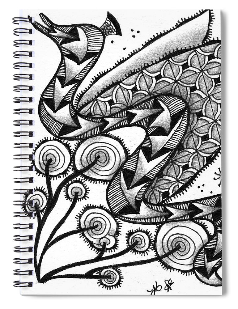 Serpent Spiral Notebook featuring the drawing Tangled Serpent by Jan Steinle