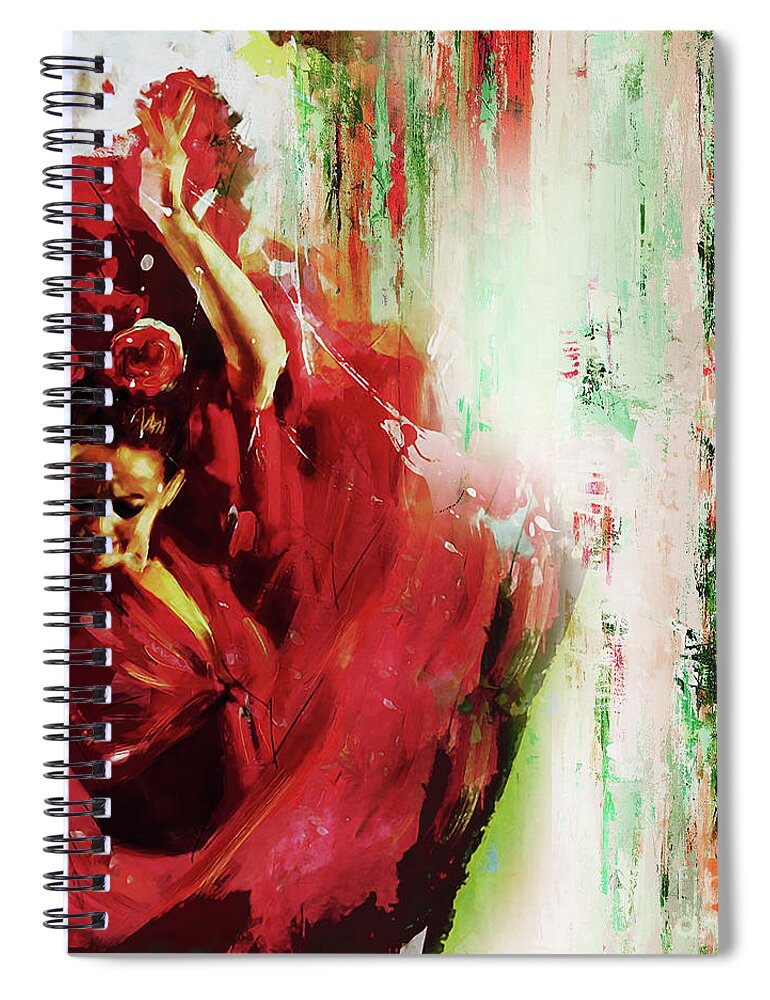 Jazz Spiral Notebook featuring the painting Tango Dance 45g by Gull G