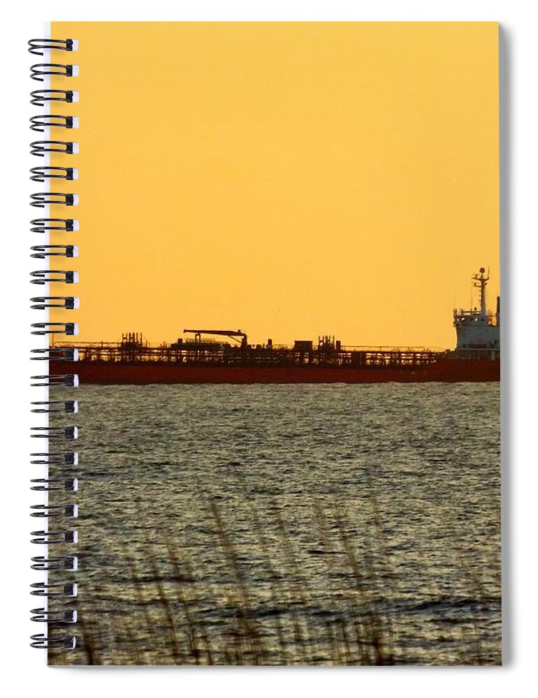 Tanker Spiral Notebook featuring the photograph Tanker at Sunrise by Julie Pappas