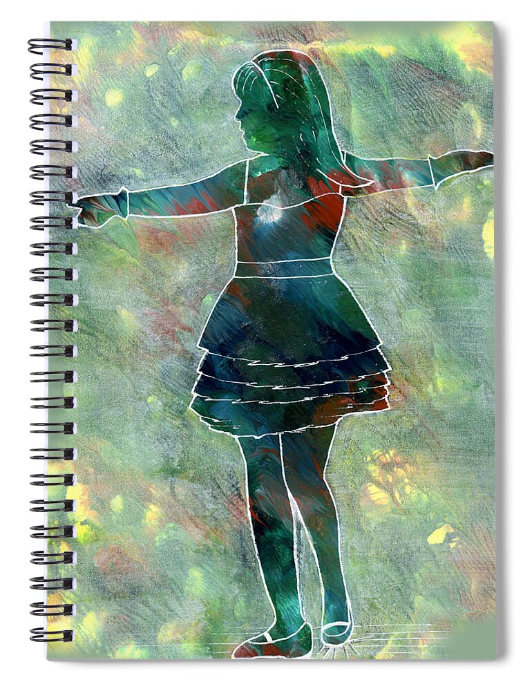 Silhouette Spiral Notebook featuring the painting Tap Dancer 2 - Green by Lori Kingston