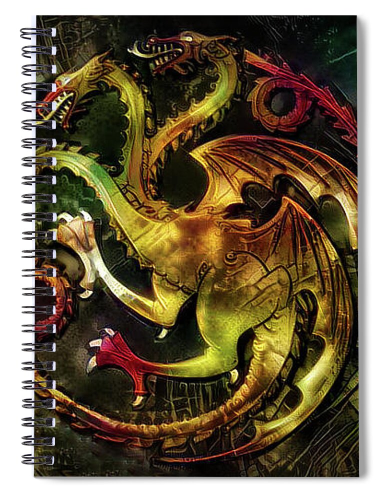 Targaryen Sigil Spiral Notebook featuring the mixed media Targaryen Sigil by Lilia D