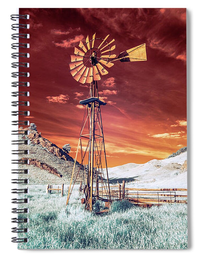 Windmill Spiral Notebook featuring the photograph Tarnished Windmill by Todd Klassy