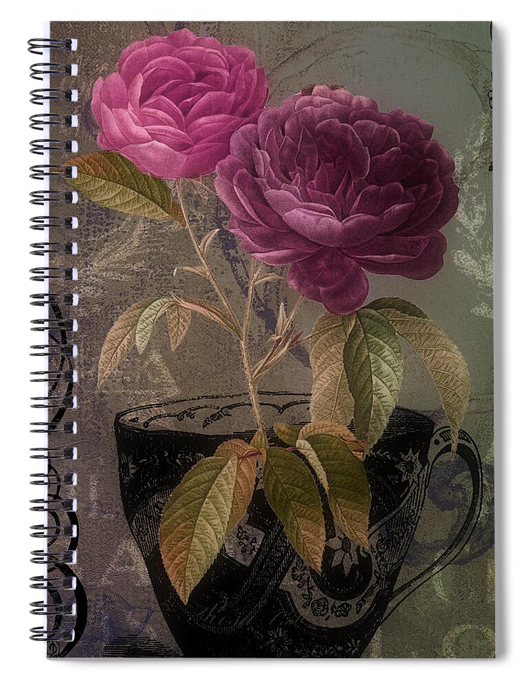 Roses Spiral Notebook featuring the painting Tea and Roses II by Mindy Sommers
