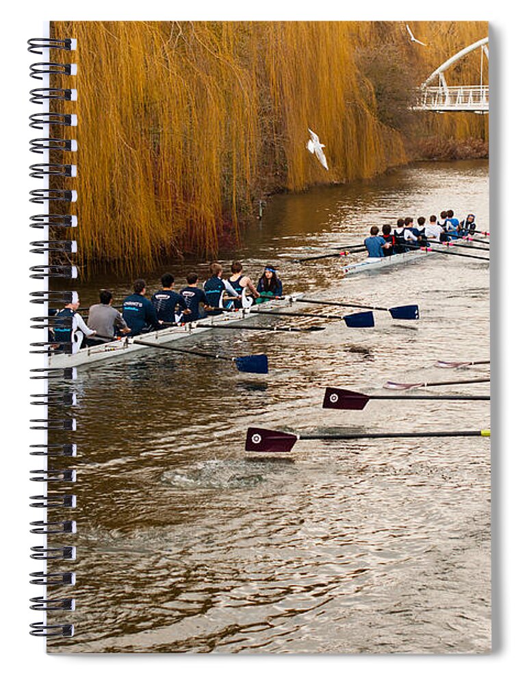 Boat Spiral Notebook featuring the photograph Teams of rowers on river Cam by Andrew Michael