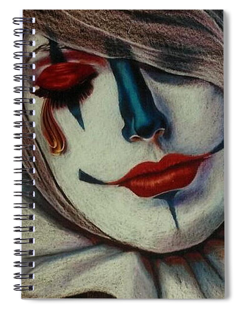 Clown Spiral Notebook featuring the drawing Tear by Barbara Keith