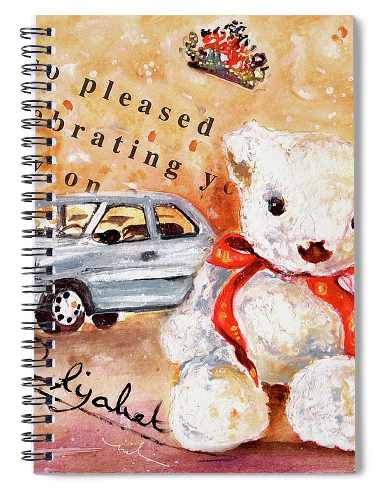 Truffle Mcfurry Spiral Notebook featuring the painting Teddy Bear William by Miki De Goodaboom