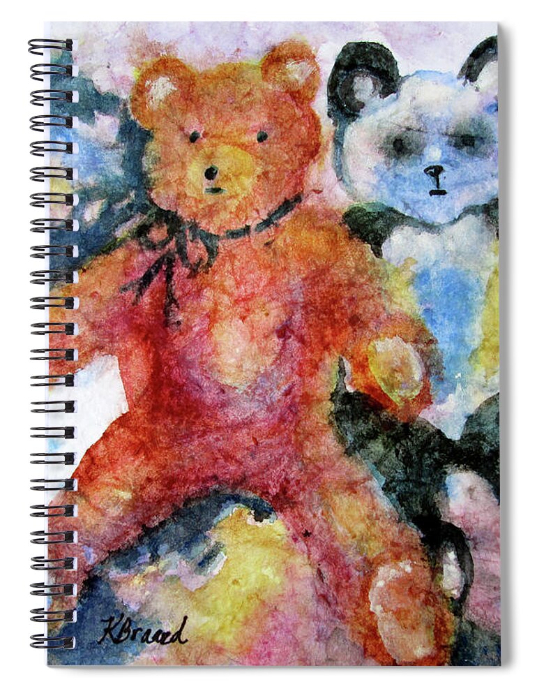 Paintings Spiral Notebook featuring the painting Teddy Bears by Kathy Braud