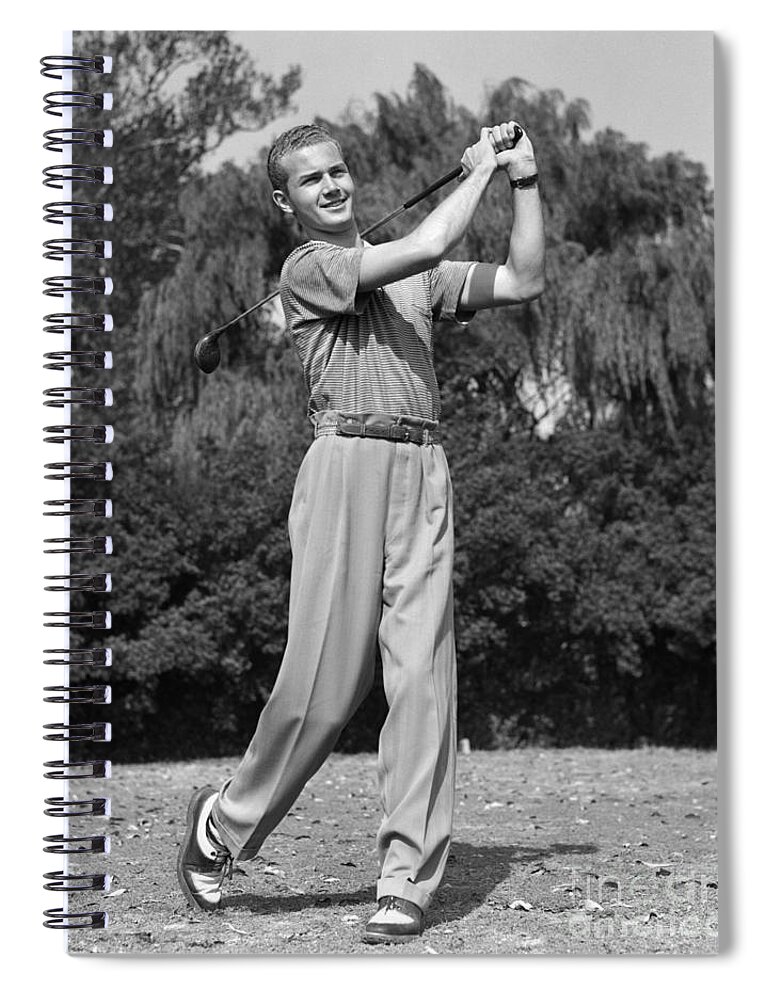 Teen Boy Golfing, C.1930-40s Spiral Notebook