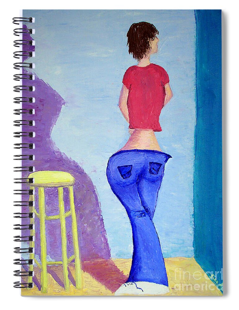 Teenager An With Additude Spiral Notebook featuring the painting Teen with a Tude by Lisa Rose Musselwhite