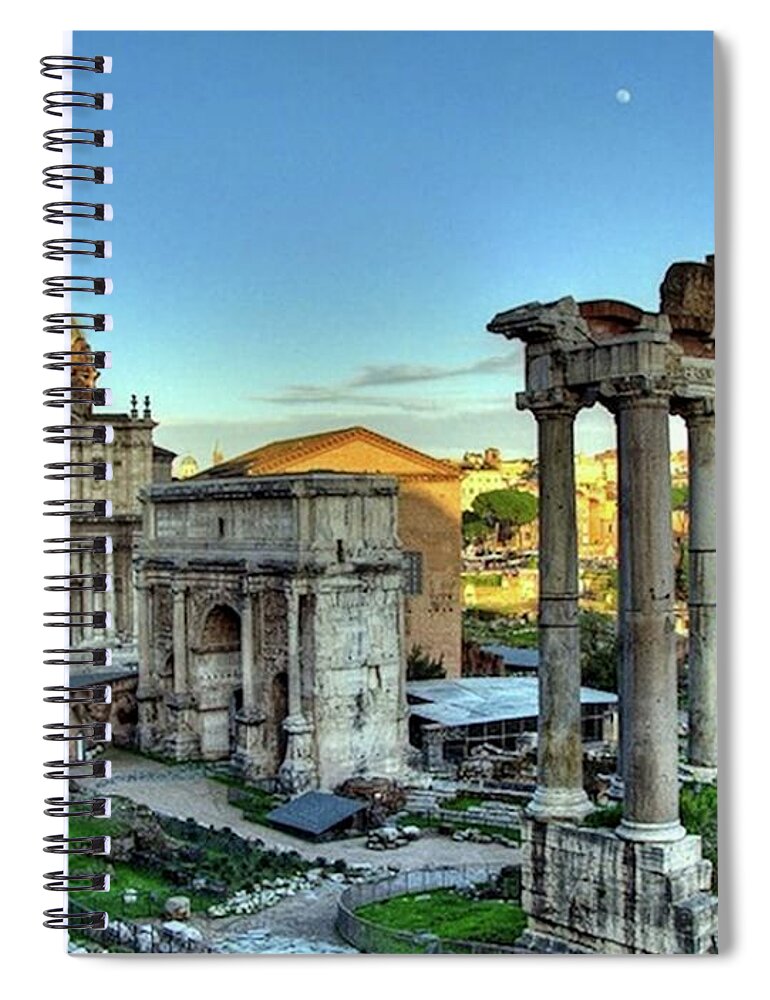 Temple Spiral Notebook featuring the painting Temple of Saturn by Troy Caperton