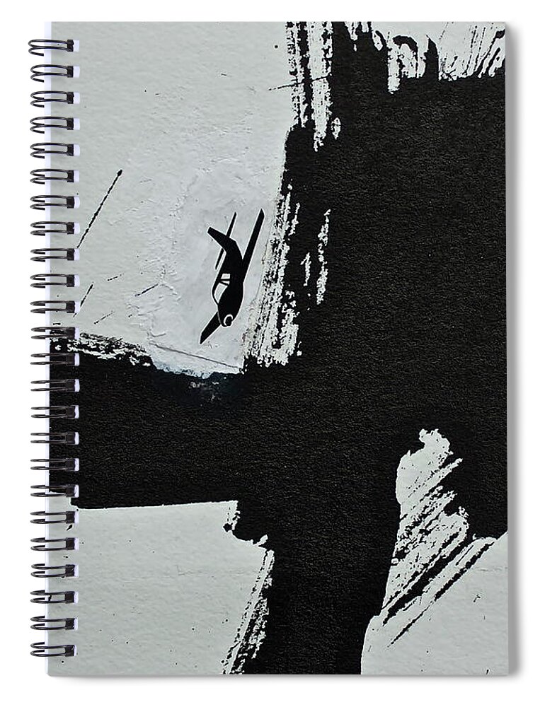 Abstract Black Dog Spiral Notebook featuring the painting TEST...Homer's Iliad AKA Dogzilla by Cliff Spohn