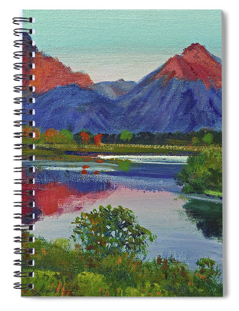 Mountains Spiral Notebook featuring the painting Teton Lake by David Lloyd Glover