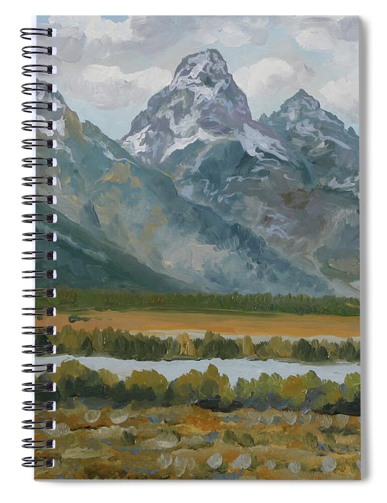 Grand Tetons Spiral Notebook featuring the painting Teton Spring by Guy Crittenden