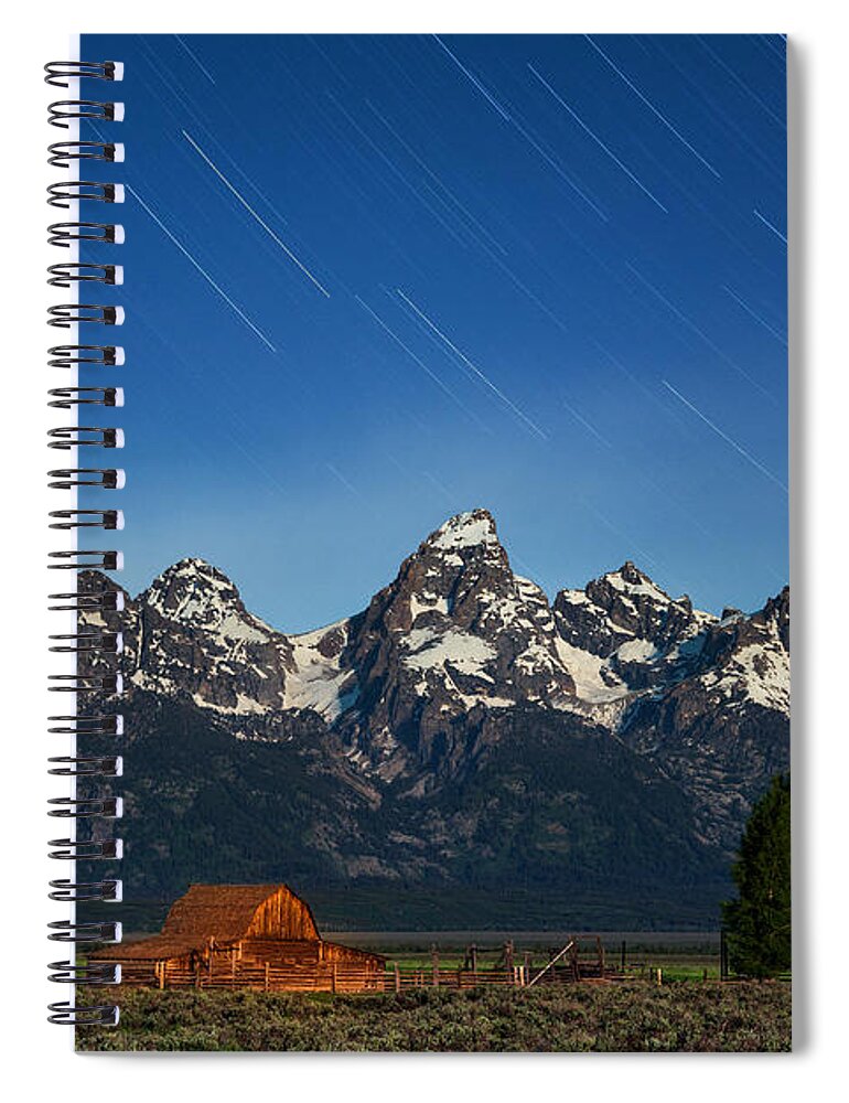 Grand Tetons Spiral Notebook featuring the photograph Teton Star Trails by Darren White