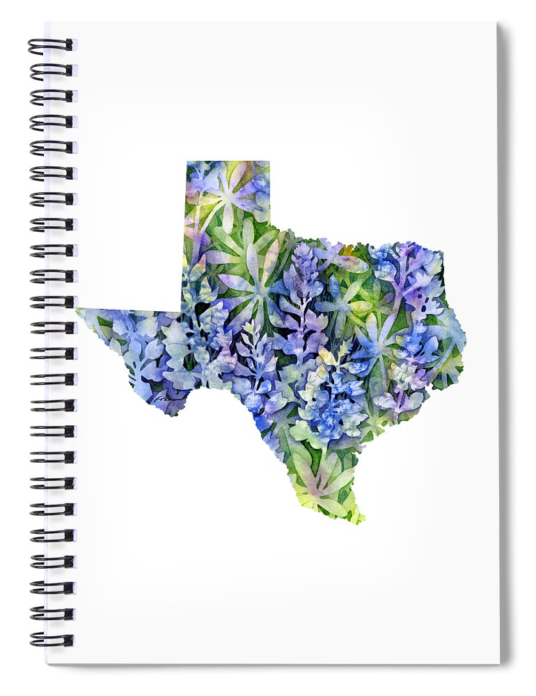 Texas Spiral Notebook featuring the painting Texas Blue Texas Map on White by Hailey E Herrera