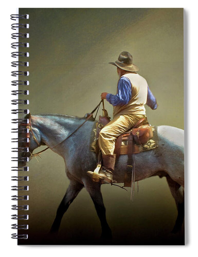 Americana Spiral Notebook featuring the photograph Texas Cowboy and His Horse by David and Carol Kelly