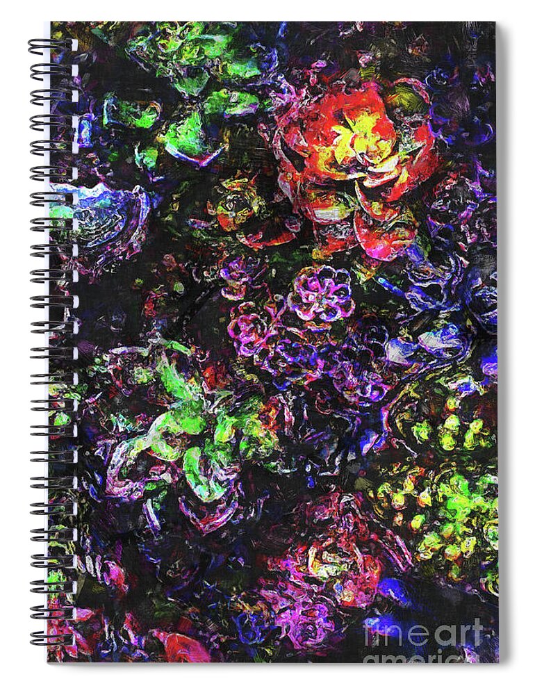 Garden Spiral Notebook featuring the digital art Textural Garden Plants by Phil Perkins