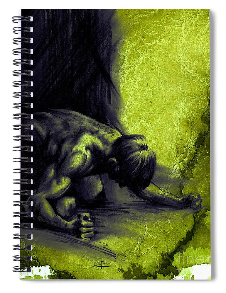 Fine Art By Paul Davenport Spiral Notebook featuring the drawing Textured Frustration by Paul Davenport