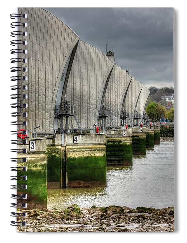 River Spiral Notebook featuring the photograph Thames Barrier HDR by Vicki Spindler