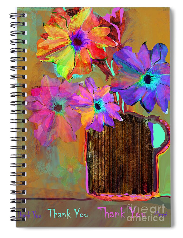 Flowers Spiral Notebook featuring the mixed media Thank You Flowers by Zsanan Studio