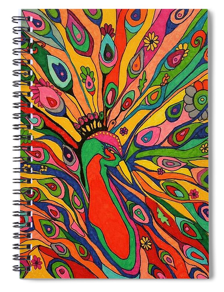 Animals Spiral Notebook featuring the painting That Bloomin Peacock by Alison Caltrider