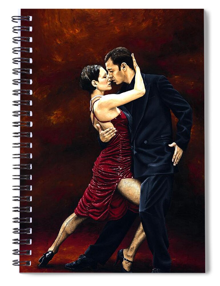 Tango Spiral Notebook featuring the painting That Tango Moment by Richard Young