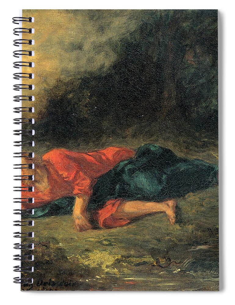 Eugene Delacroix Spiral Notebook featuring the painting The Agony in the Garden by Eugene Delacroix