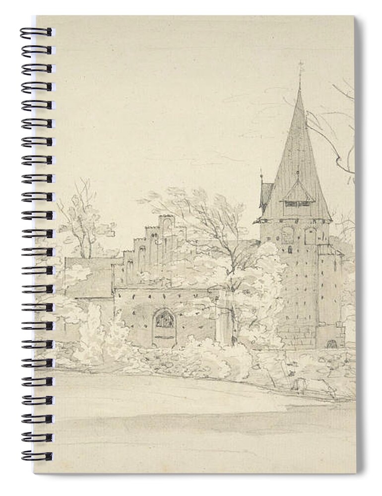 Norwegian Painters Spiral Notebook featuring the drawing The Aller Church in Sonderjyllands Amt by Johan Christian Dahl