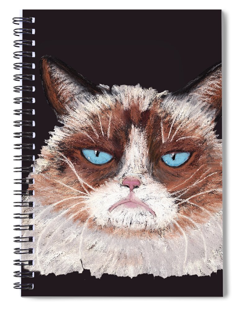Cat Spiral Notebook featuring the painting The Answer is No by Anastasiya Malakhova