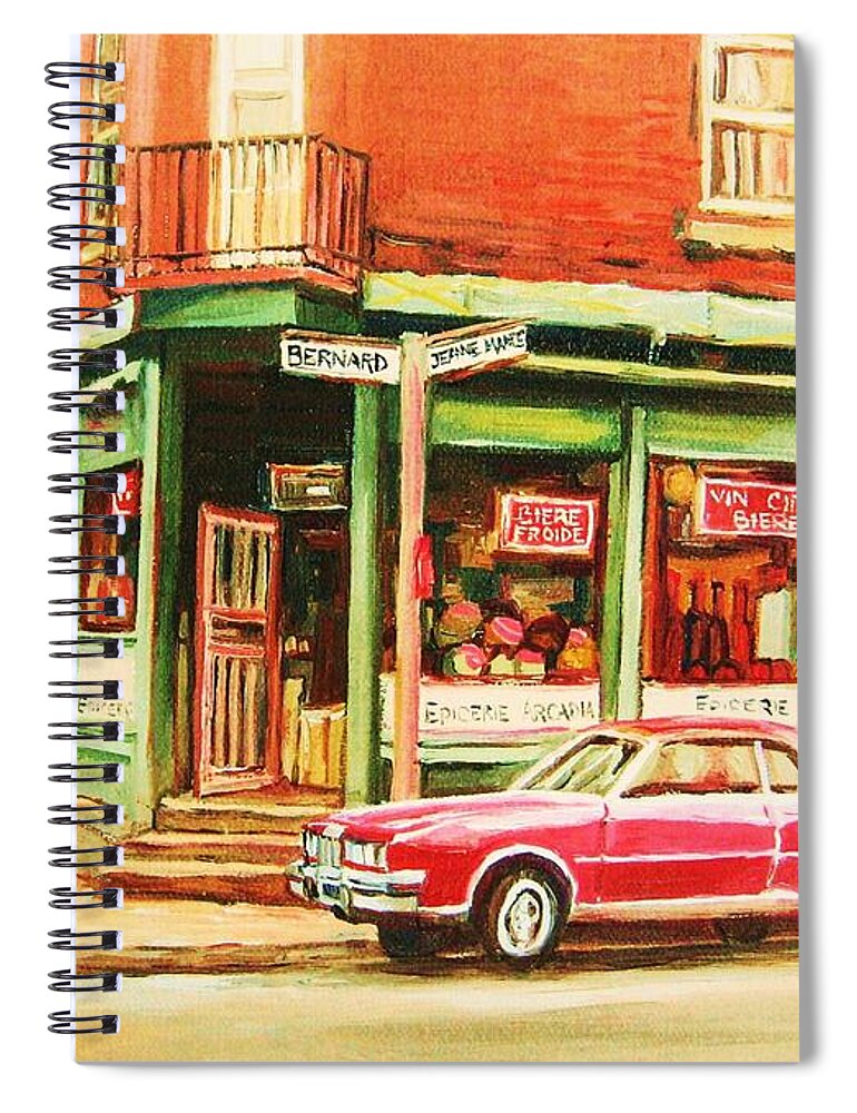 Montreal Spiral Notebook featuring the painting The Arcadia Five And Dime Store by Carole Spandau