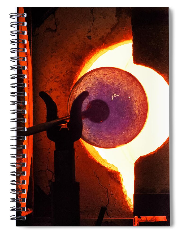 Glass Blowing Spiral Notebook featuring the photograph THE ART of MAKING GLASS by Karen Wiles