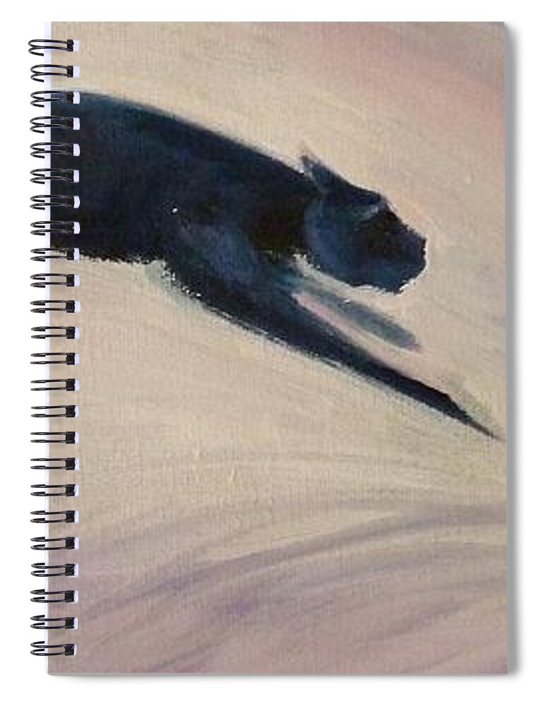 Feline Spiral Notebook featuring the painting The Art of Movement by K M Pawelec