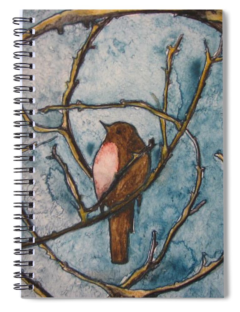 Robin Spiral Notebook featuring the painting The Baby Robin by Patricia Arroyo