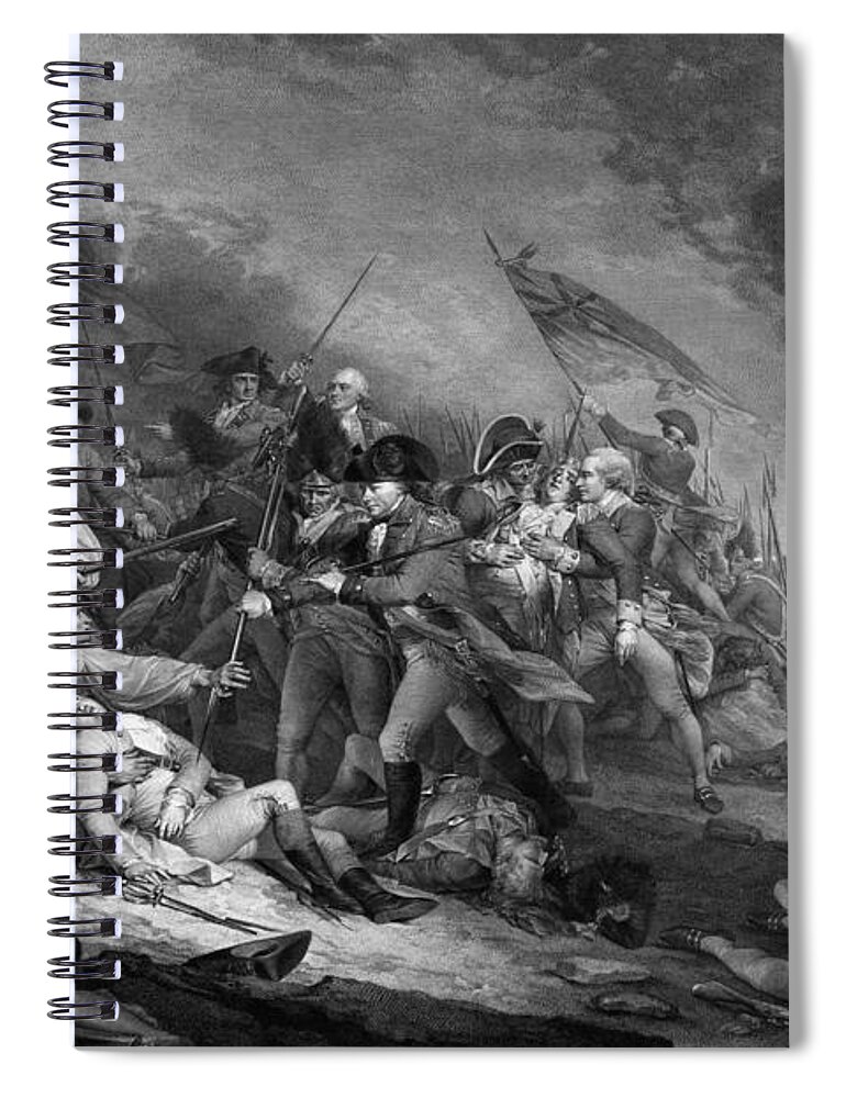 Revolutionary War Spiral Notebook featuring the drawing The Battle of Bunker Hill by War Is Hell Store