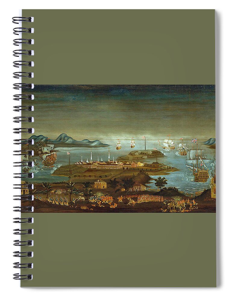 Winthrop Chandler Spiral Notebook featuring the painting The Battle of Bunker Hill by Winthrop Chandler