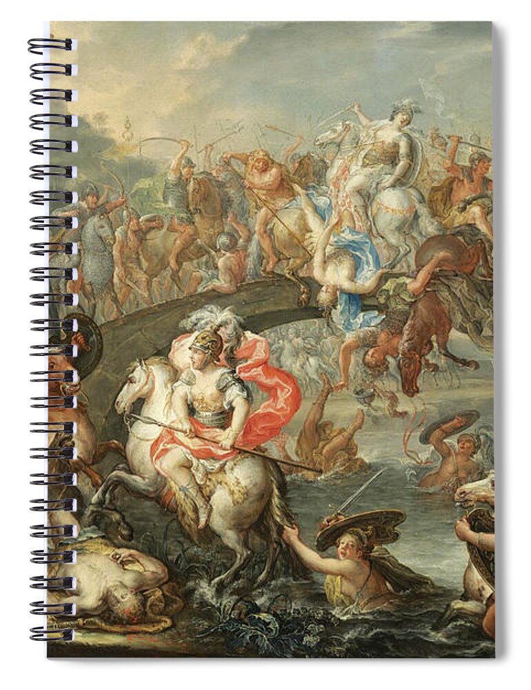 Johann Georg Platzer Spiral Notebook featuring the painting The Battle Of The Amazons by Johann Georg Platzer
