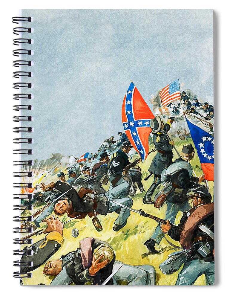 Gettysburg Spiral Notebook featuring the painting The Battlefield at Gettysburg by Leo Davy