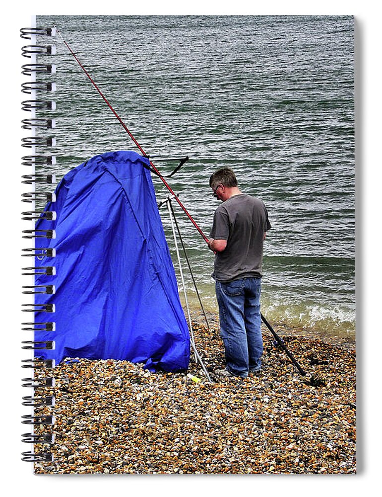 Candids Spiral Notebook featuring the photograph The Beach Angler by Richard Denyer