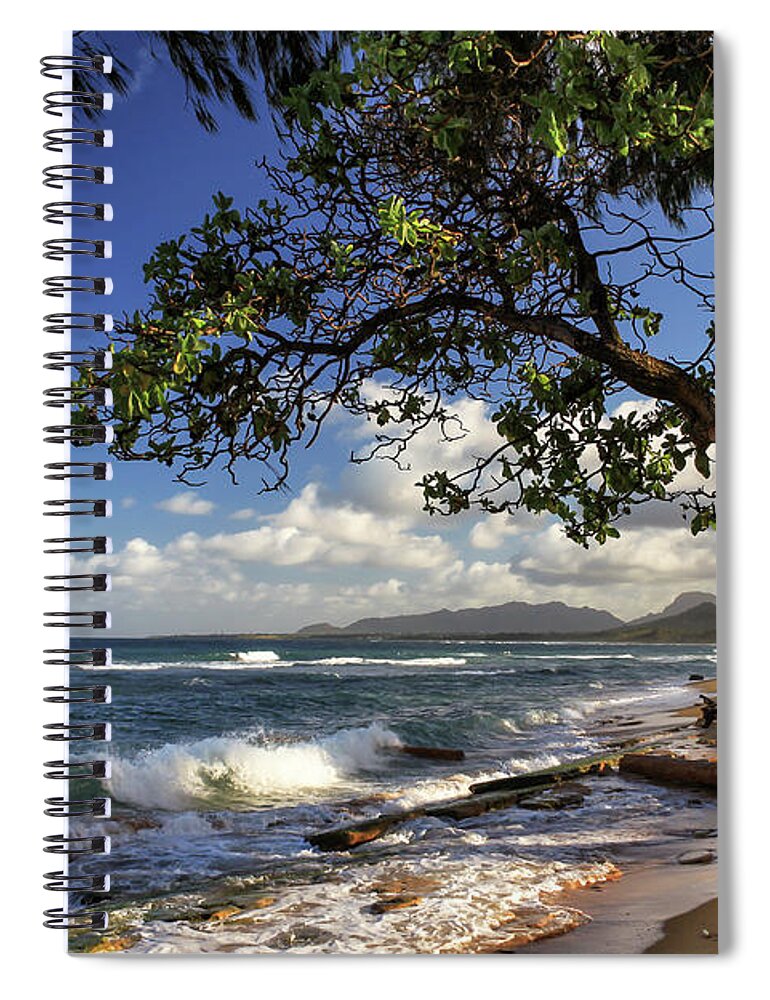 Beach Spiral Notebook featuring the photograph The Beach At Kapaa by James Eddy