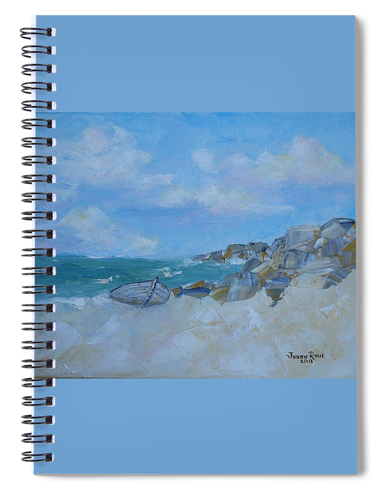 Boat Spiral Notebook featuring the painting The Beached Boat by Judith Rhue