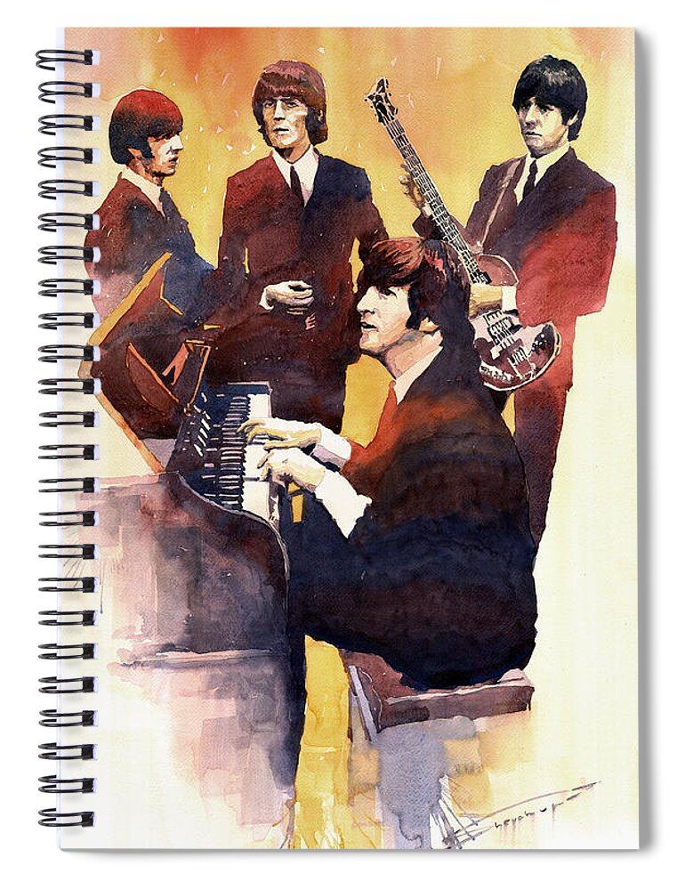 Watercolor Spiral Notebook featuring the painting The Beatles 01 by Yuriy Shevchuk