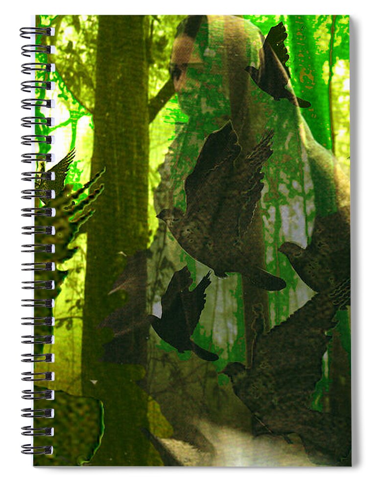 Birdwoman Spiral Notebook featuring the digital art The Birdwoman by Seth Weaver